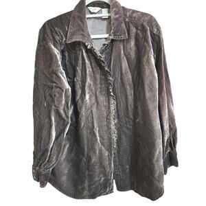 Women's J. Jill Velvet Button Down Collard Shirt Size LP